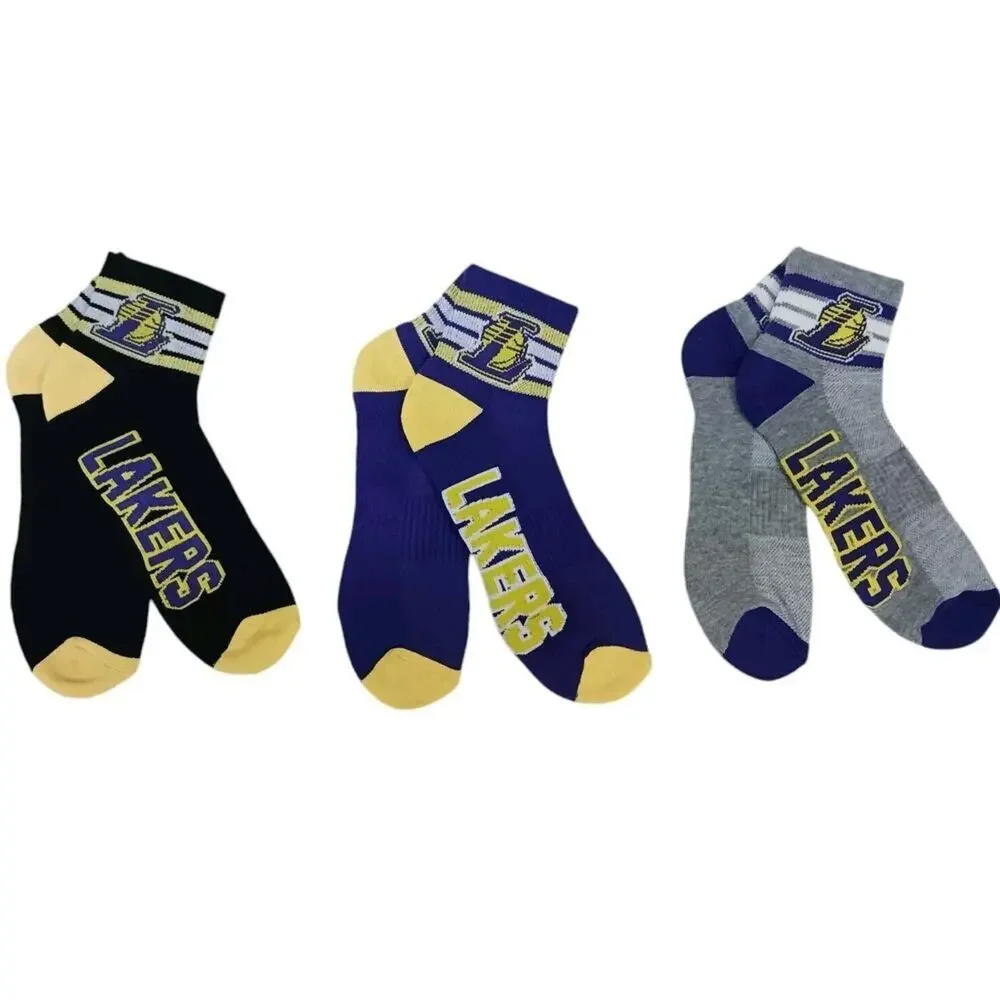 3 Pairs NBA Los Angeles LAKERS Socks Mens Size 6-12 Low Cut Sports Official